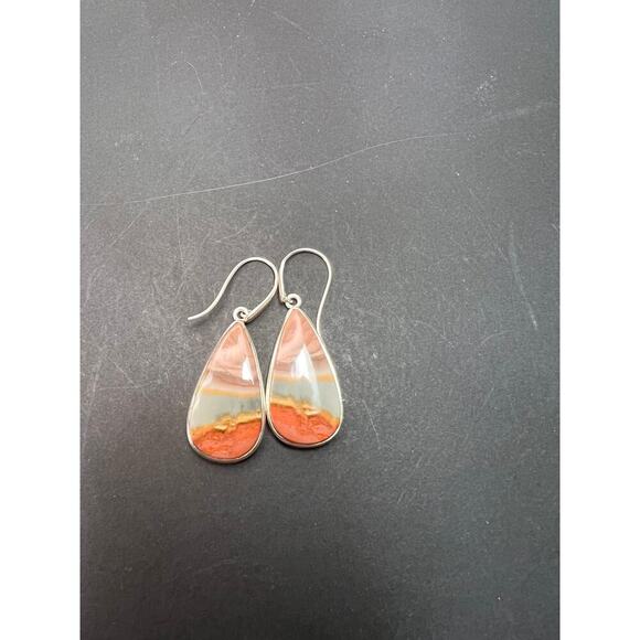 NEW Polychrome Jasper teardrop sterling silver dangle earrings 11.37 grams - Picture 11 of 11